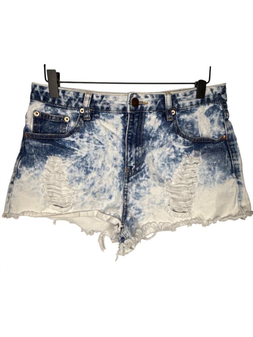 Forever 21 Womens 28 Distressed Denim Shorts Acid Wash Raw Hem Cutoff
